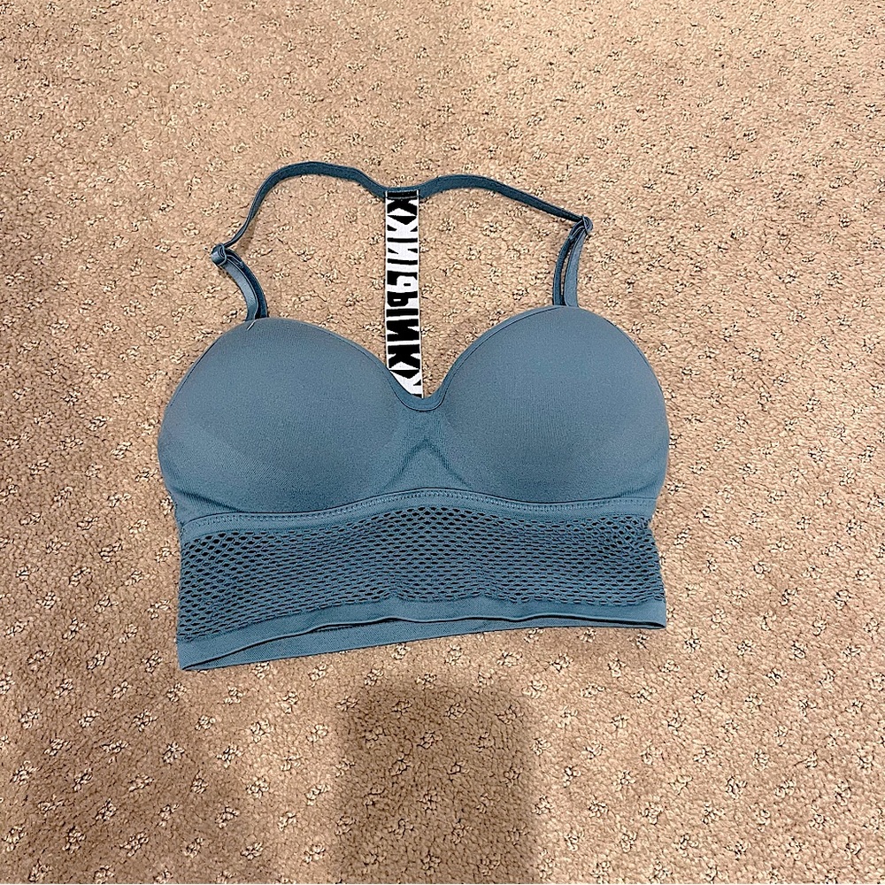 Victoria’s Secret PINK Racerback Mesh Detail Built In Padded Sports Bra Top